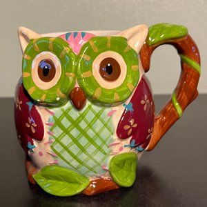 Pier 1 Imports Hand Painted Dolomite “Ollie the Owl” Large 3-D Mug ~ Planter